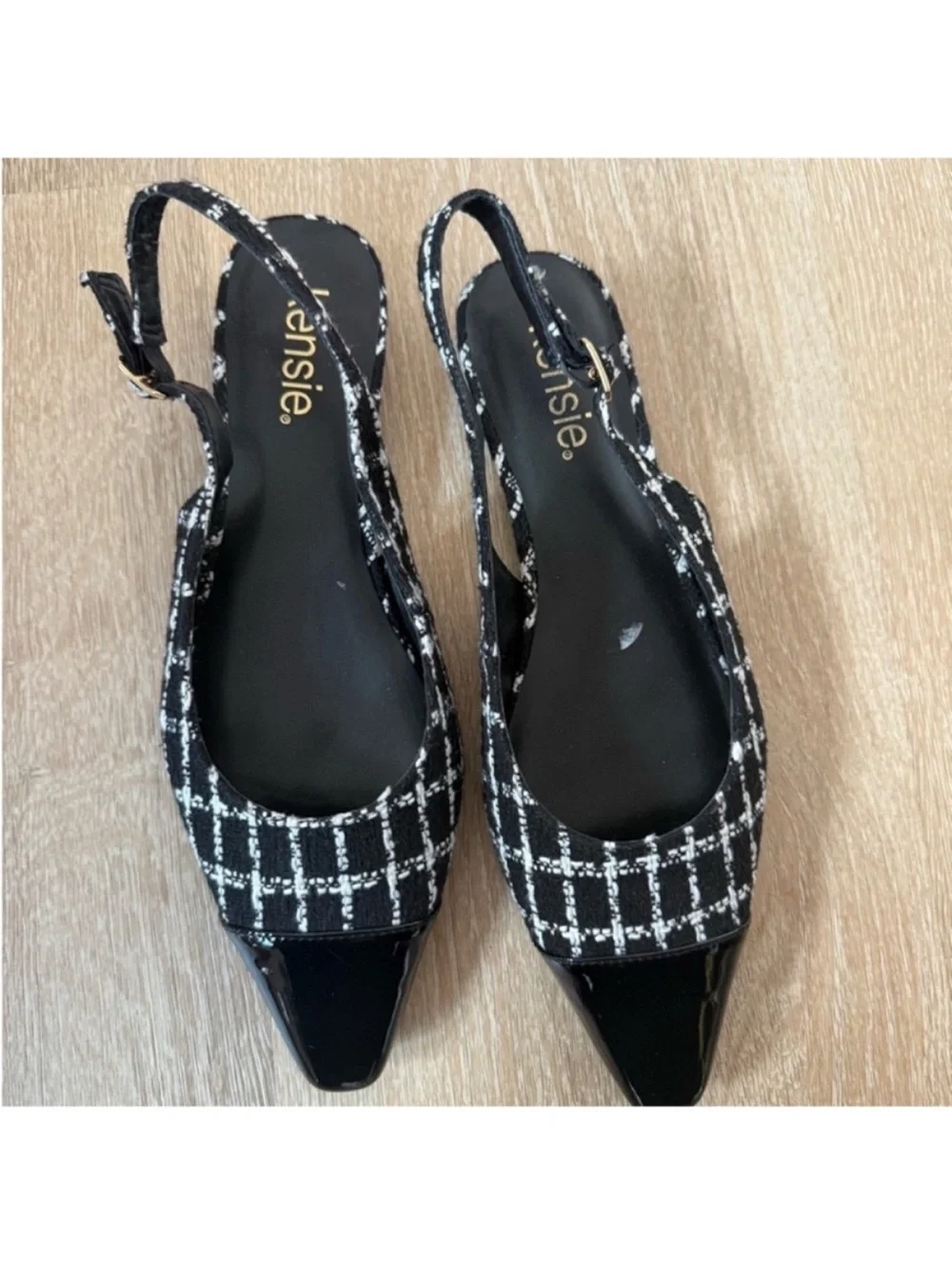 Kensie Black and White Tweed Women's Slingback Shoes NWOT size 8